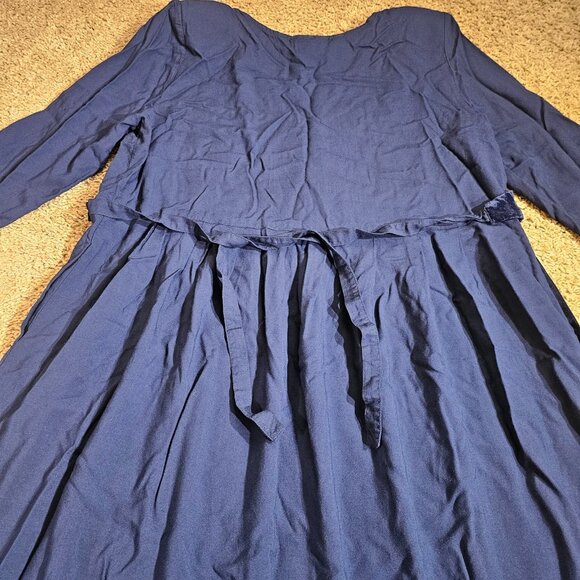 Vintage LG Star Dress Womens 18W Blue Velvet Vest Overlay Shoulder Pads 90s - Picture 12 of 12